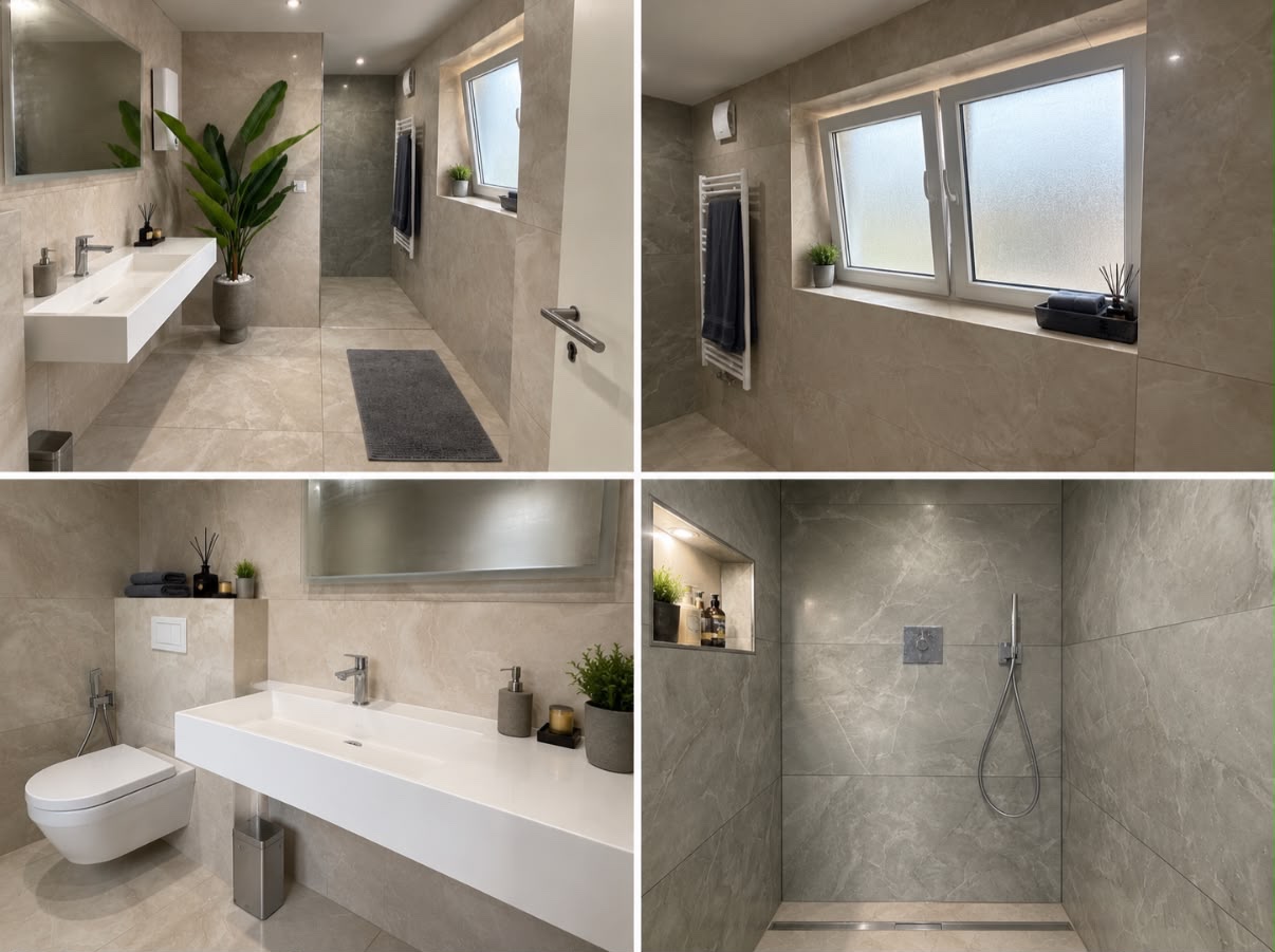 Badezimmer in Bochum – Collage mit vier Ansichten